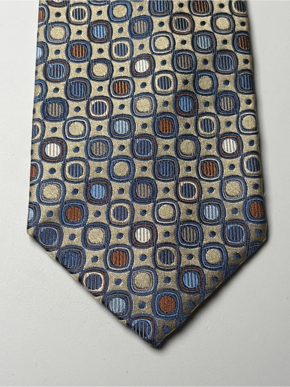 Contissima Michael's Kansas City Gold Blue Silk Geometric Tie X-Long